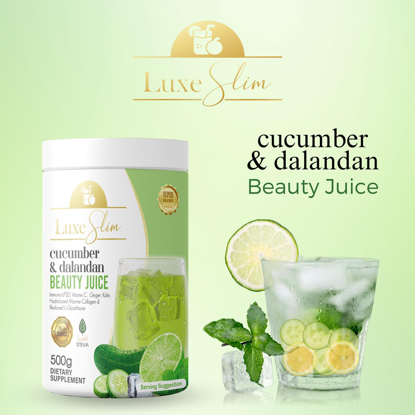 Luxe Slim Beauty Juice Cucumber & Dalandan Jar