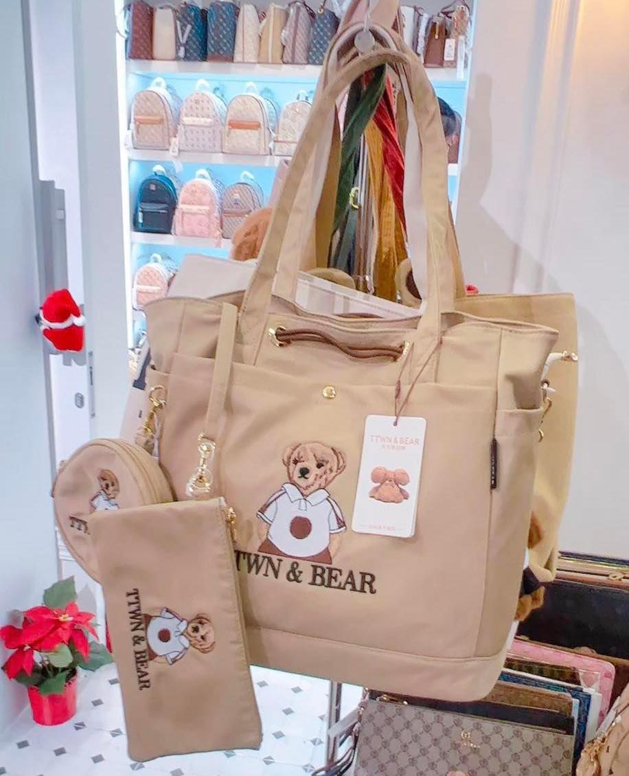 TTWN & Bear Nylon Tote Bag with Pouch and mini Purse