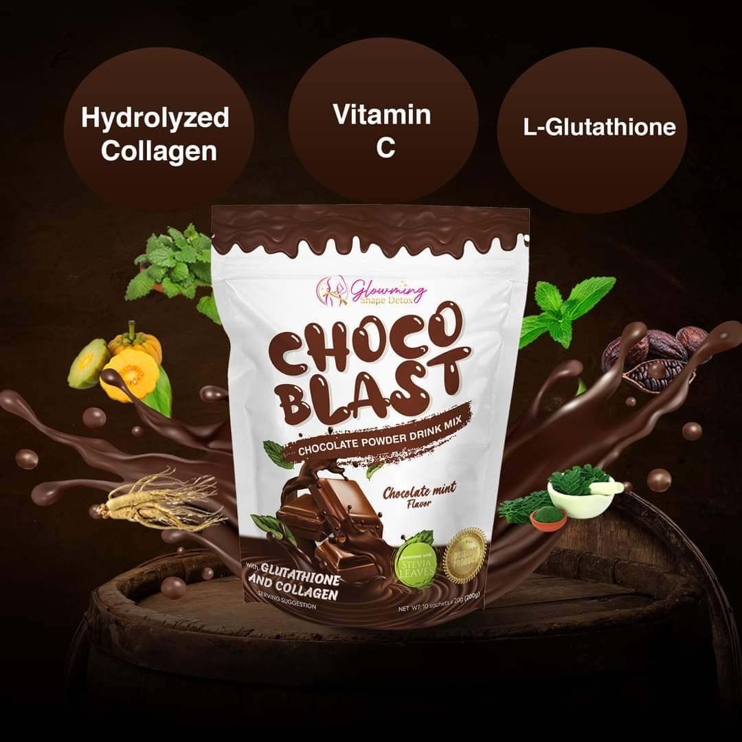 Glowming Shape Detox Choco Blast with Glutathione and Collagen (20g x 10sachets)