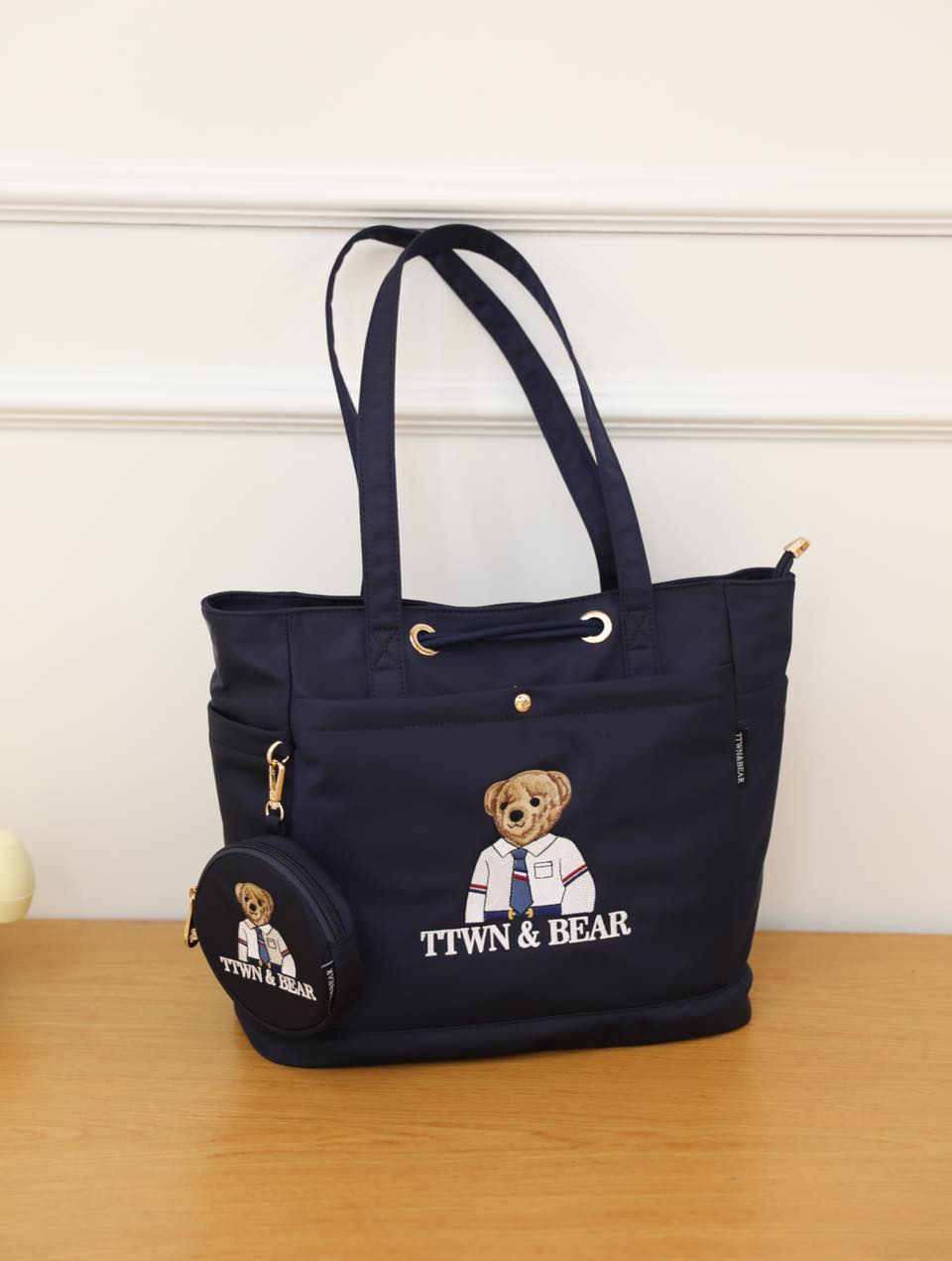 TTWN & Bear Nylon Tote Bag with Pouch and mini Purse