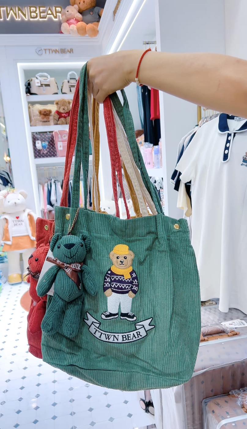 TTWN & Bear Velvet Tote Bag