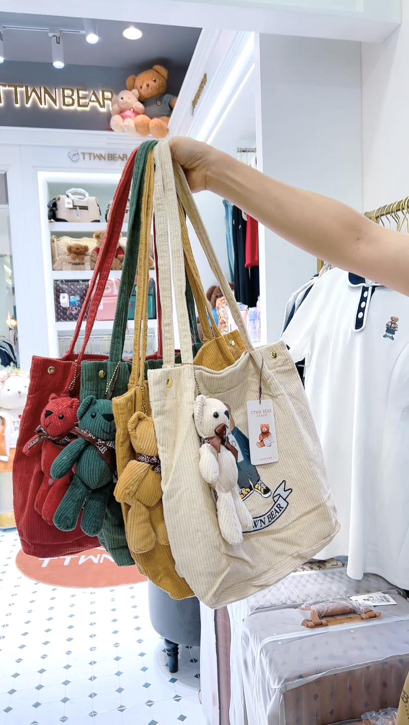 TTWN & Bear Velvet Tote Bag