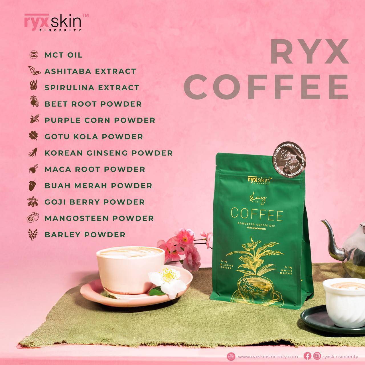 RYX Coffee White Mocha & Classic Coffee 10sachets