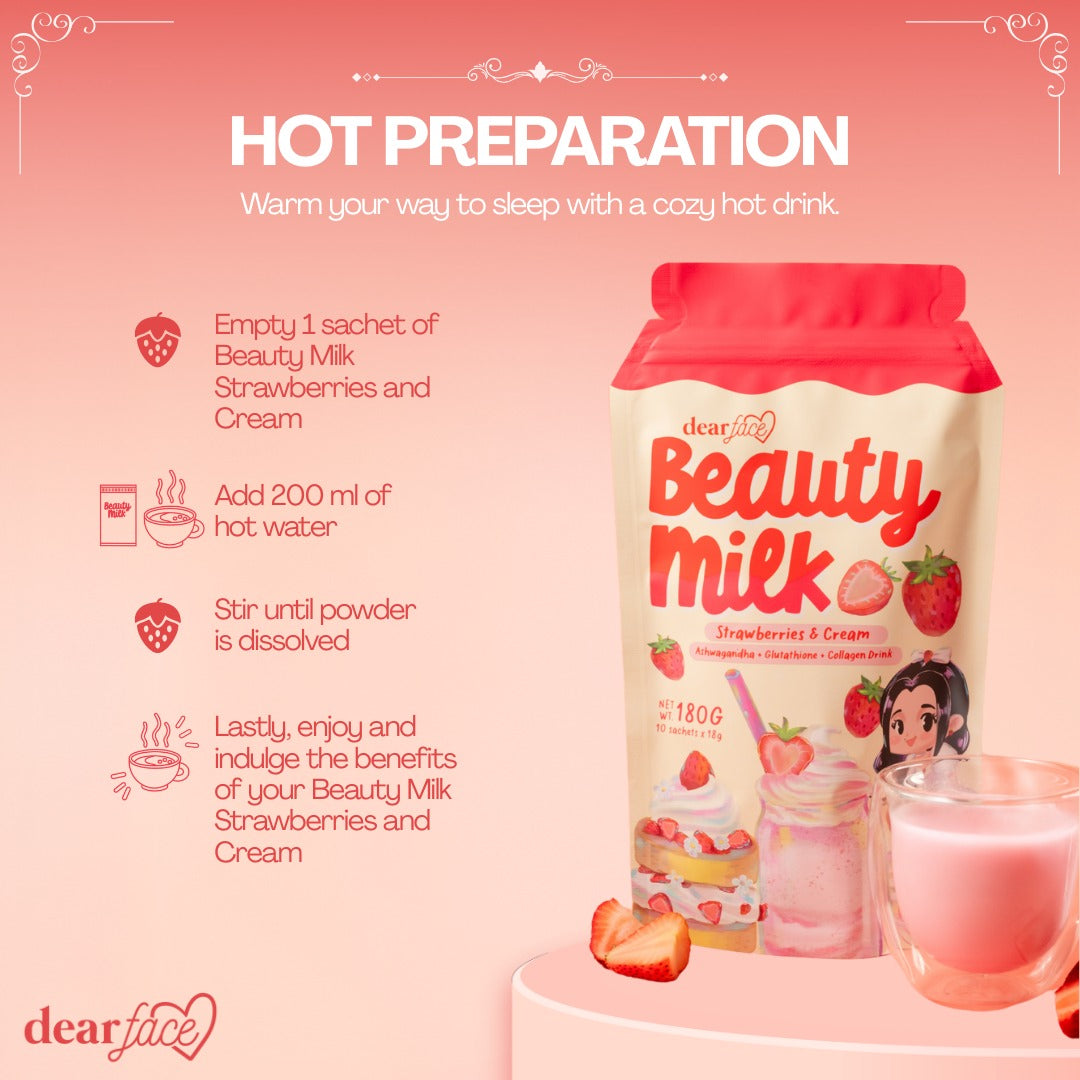 Dear Face Beauty Milk Strawberries & Cream (18g x 10 sachets)