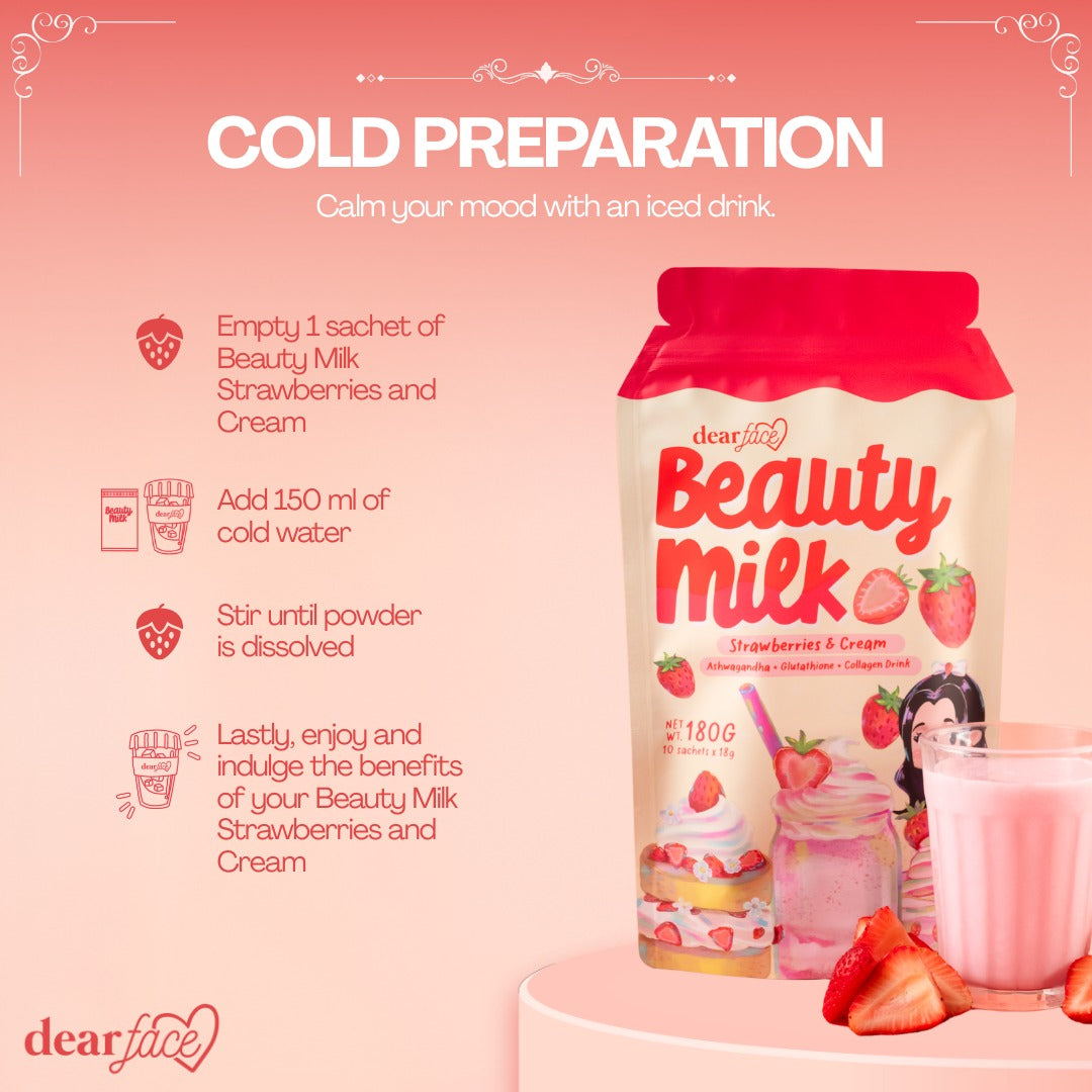 Dear Face Beauty Milk Strawberries & Cream (18g x 10 sachets)