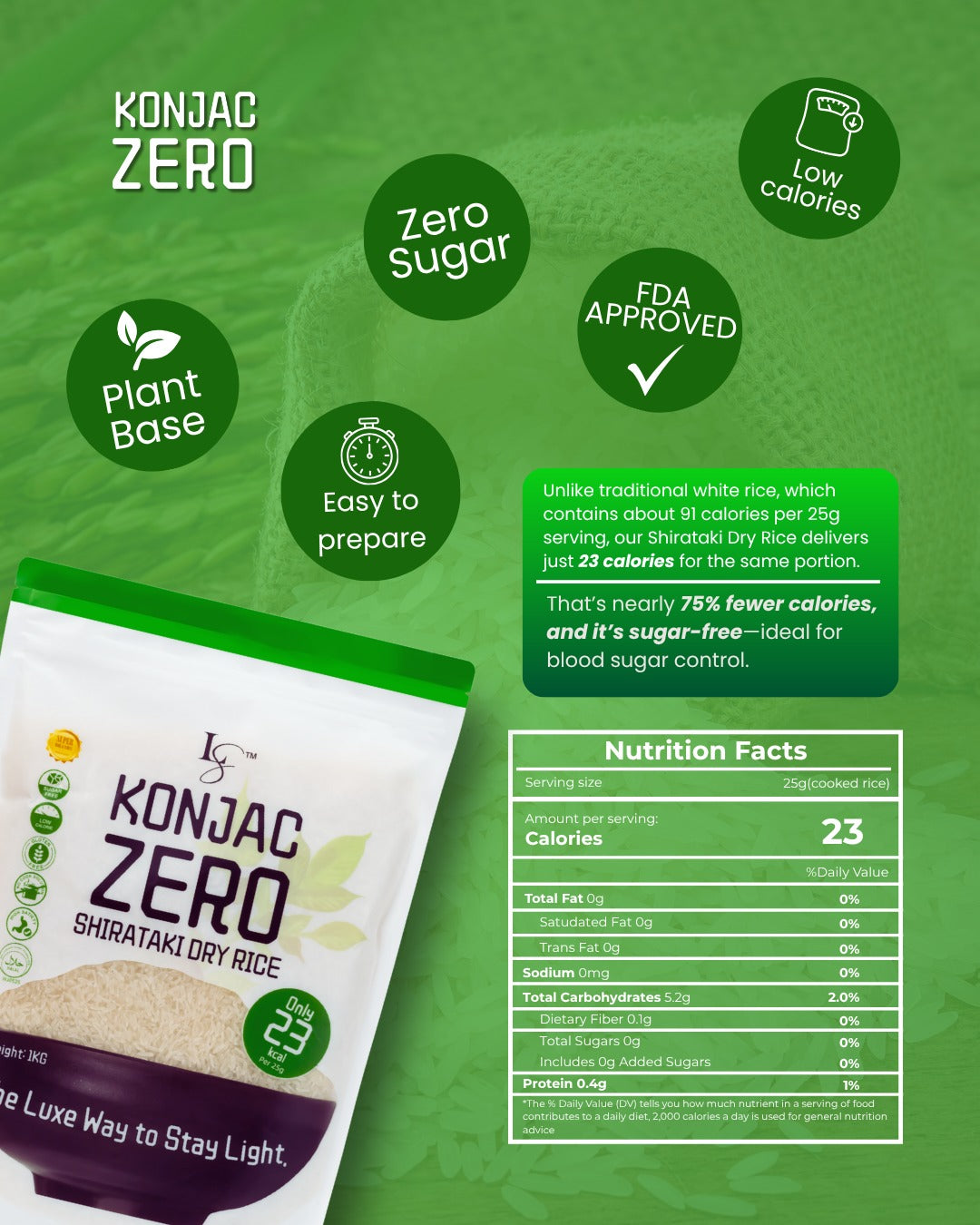 Luxe Slim Konjac Zero Shirataki Dry Rice