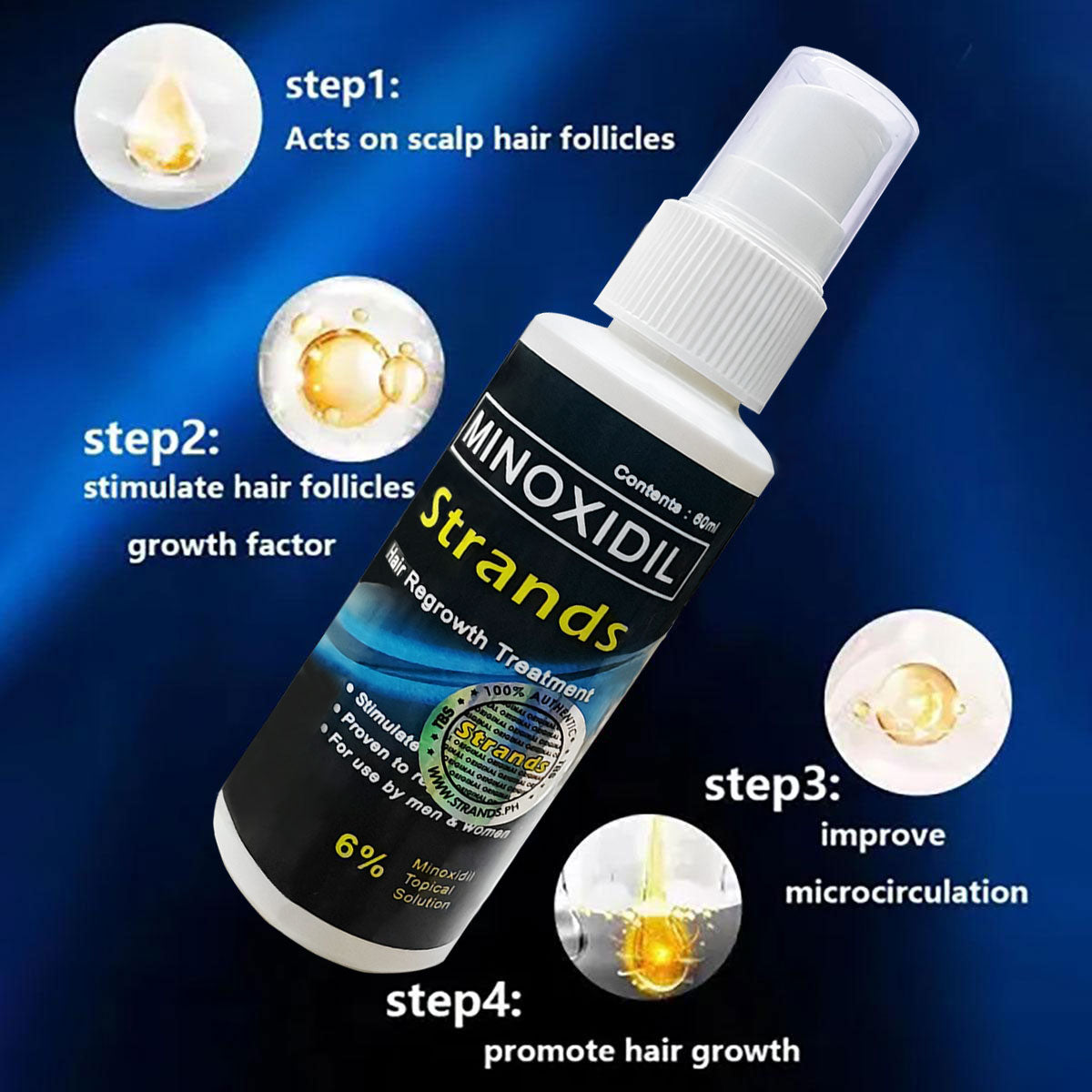 Minoxidil Strands Hair Regrowth Treatment 60mL