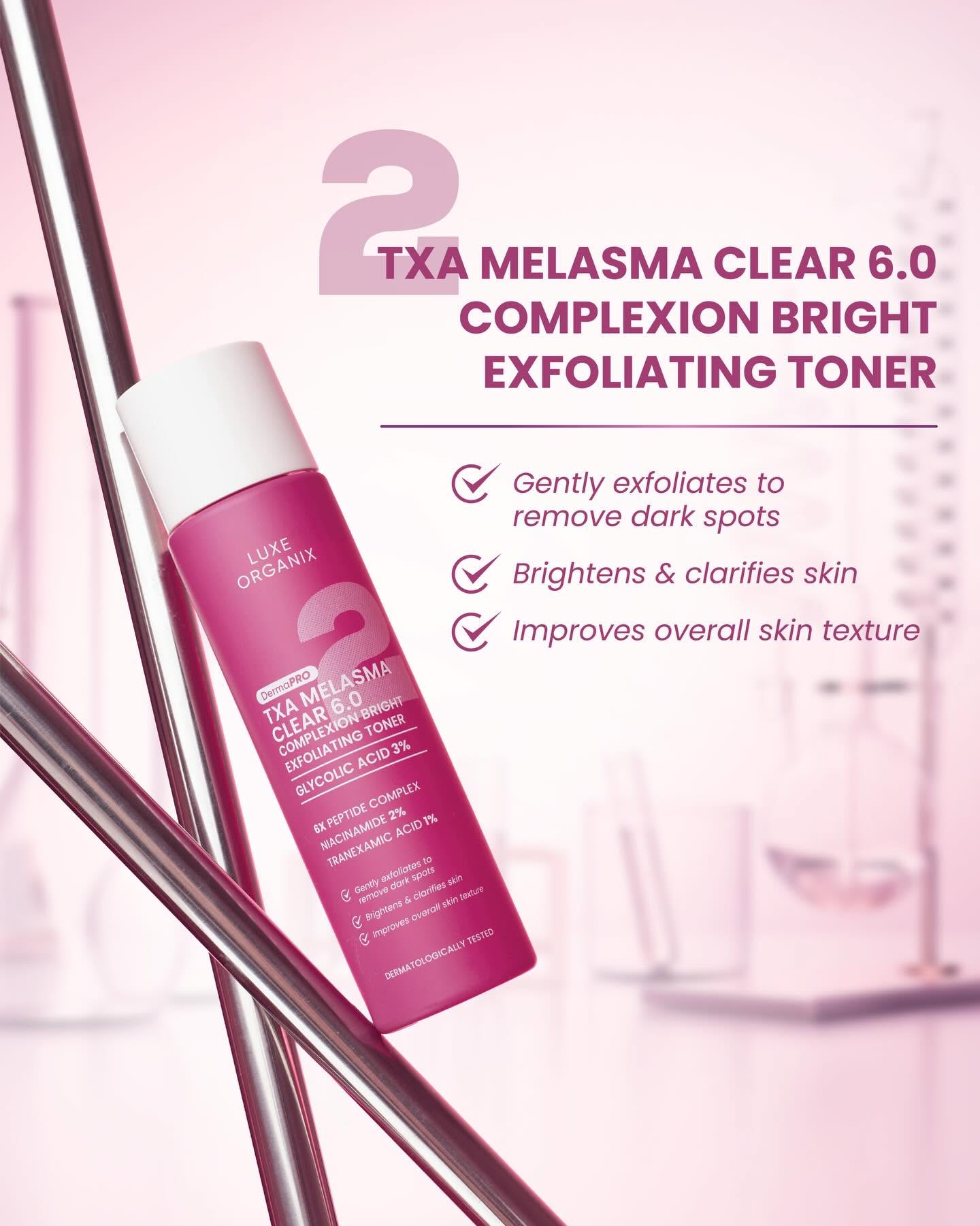Luxe Organix TXA Melasma Clear 6.0 Complexion Bright Exfoliating Toner 150mL
