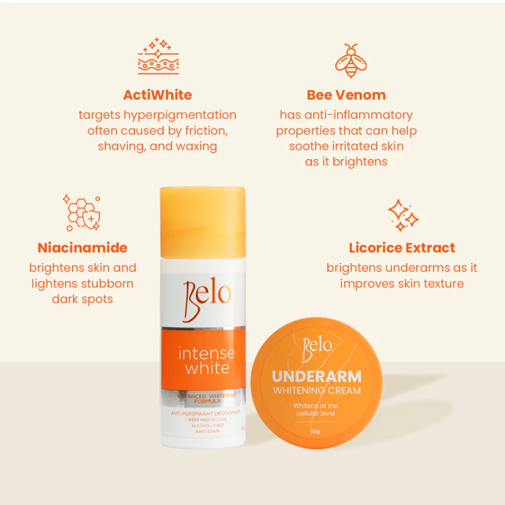 Belo Intense White Deo 40g Free Belo Underarm Whitening Cream 10g