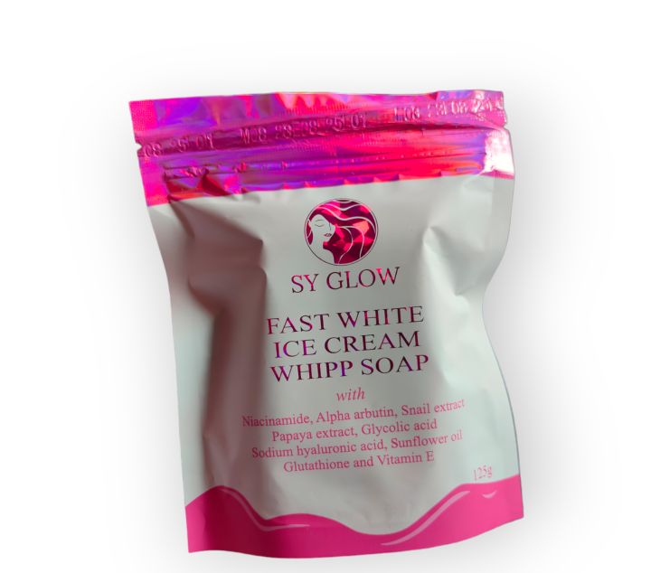 SY GLOW Whiter & Glowing Skin FAST WHITE ICE CREAM WHIPP SOAP 125g