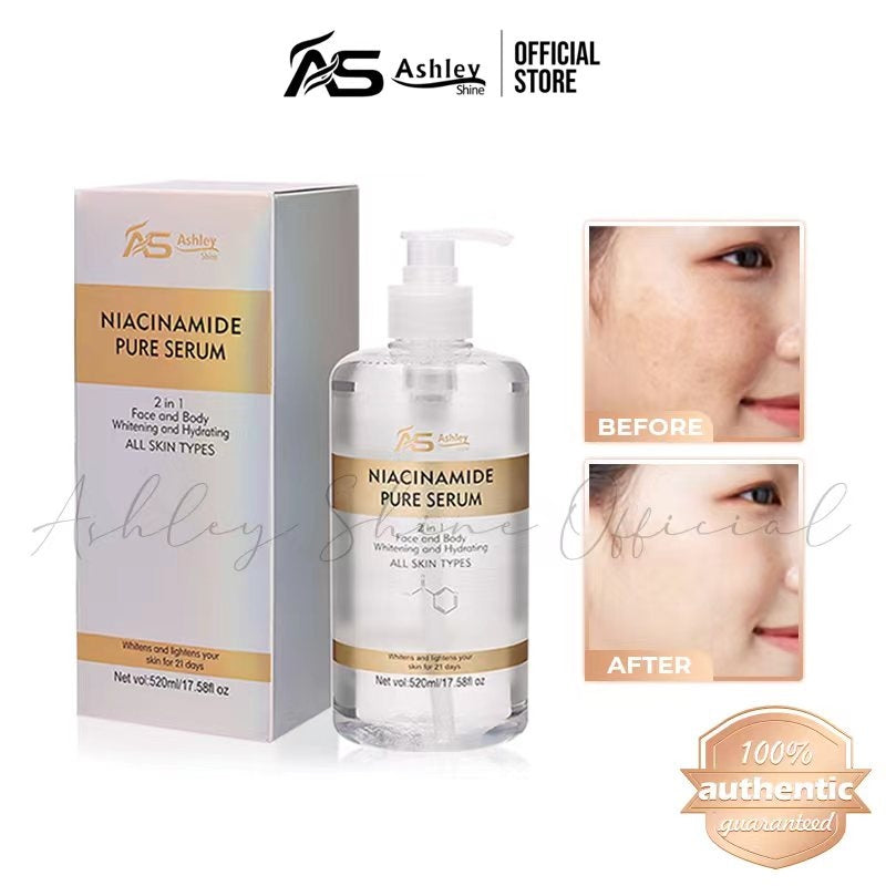 Ashley Shine Niacinamide Pure Serum 2 in 1 Face and Body Whitening and Hydrating 520mL