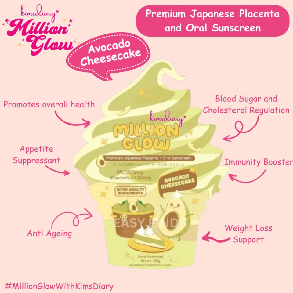Million Glow Premium Japanese Placenta + Oral Sunscreen Avocado Cheesecake