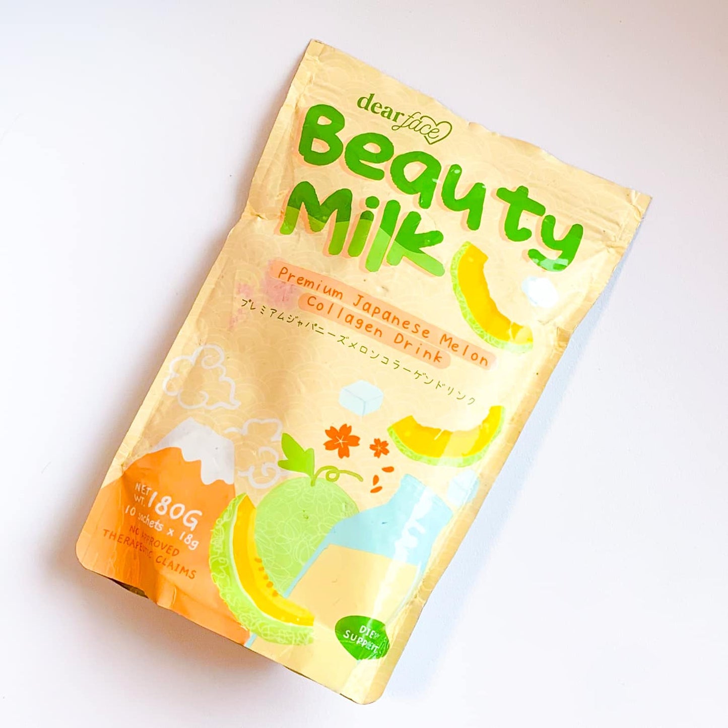 Dear Face Beauty Milk Premium Japanese Melon Collagen Drink (18g x 10sachets)