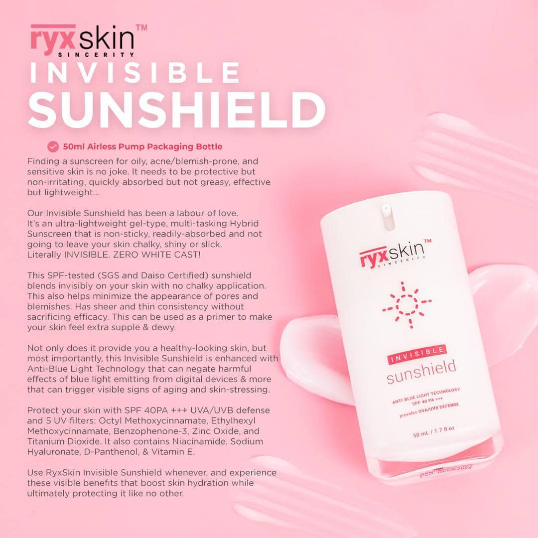 RYX Skin Sincerity Invisible Sunshield SPF 40 PA +++ BROAD SPECTRUM 50ml