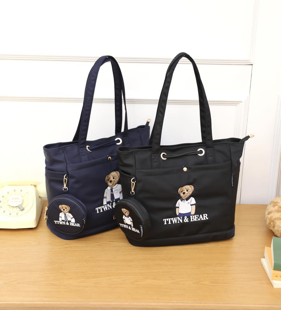 TTWN & Bear Nylon Tote Bag with Pouch and mini Purse