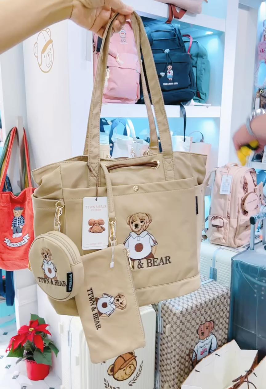 TTWN & Bear Nylon Tote Bag with Pouch and mini Purse