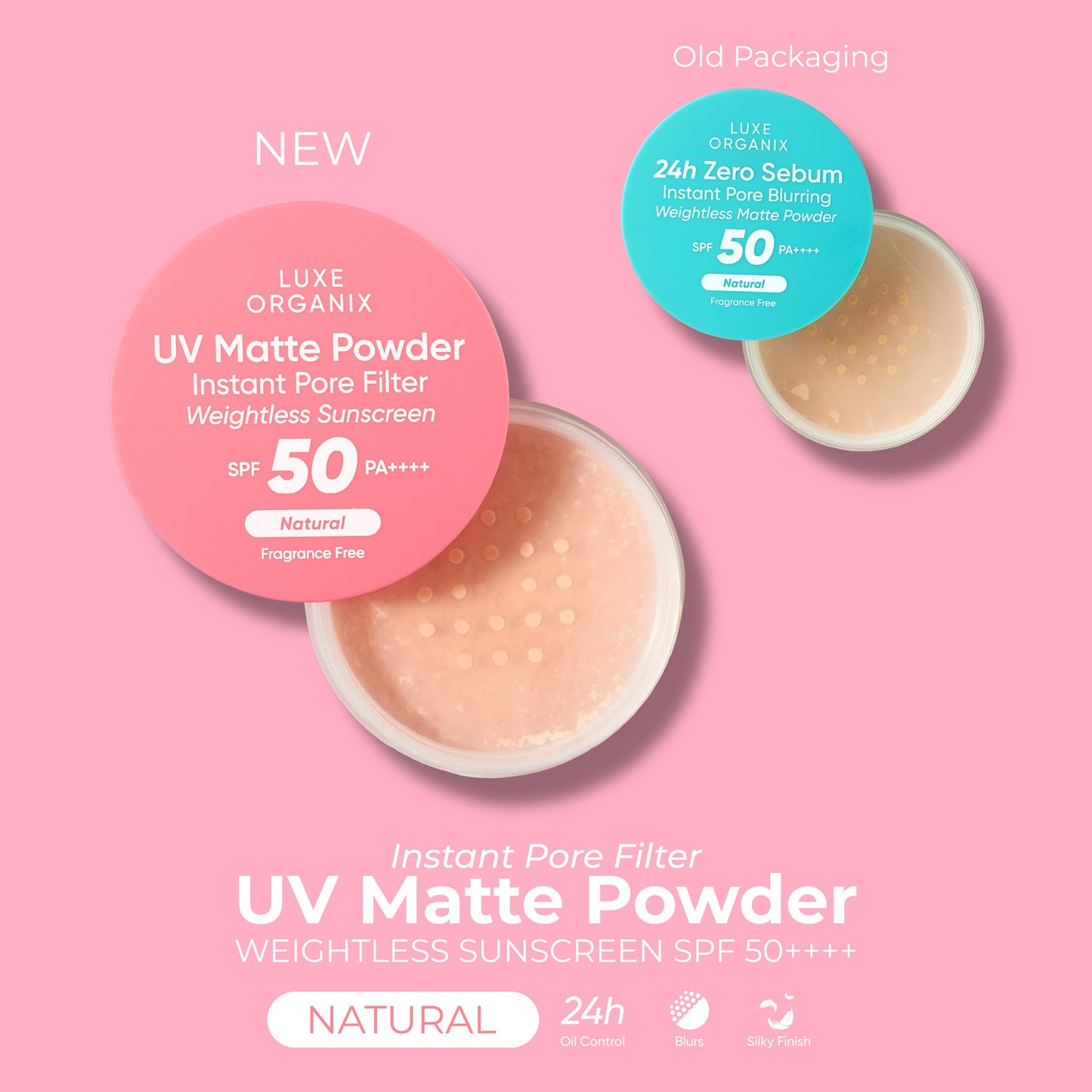 Luxe Organix UV Matte Powder Instant Pore Filter Weightless Sunscreen SPF50 PA++++