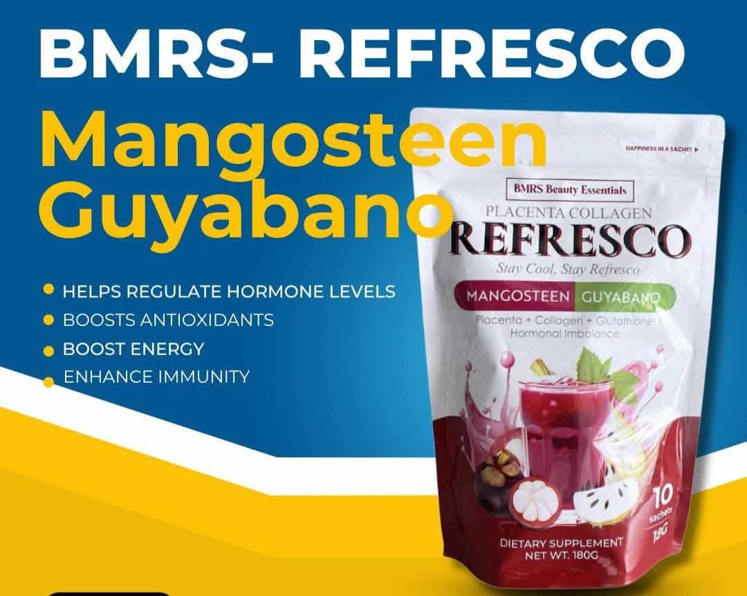 BMRS Refresco Mangosteen/Guyabano Placenta+Collagen+Glutathione Hormonal Imbalance 10sachets