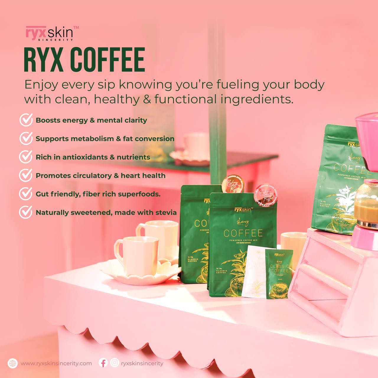 RYX Coffee White Mocha & Classic Coffee 10sachets – Bee Beauty Essentials