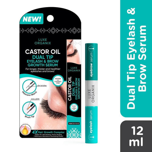 Luxe Organix Castor Oil Dual Tip Eyelash & Brow Growth Serum 12mL