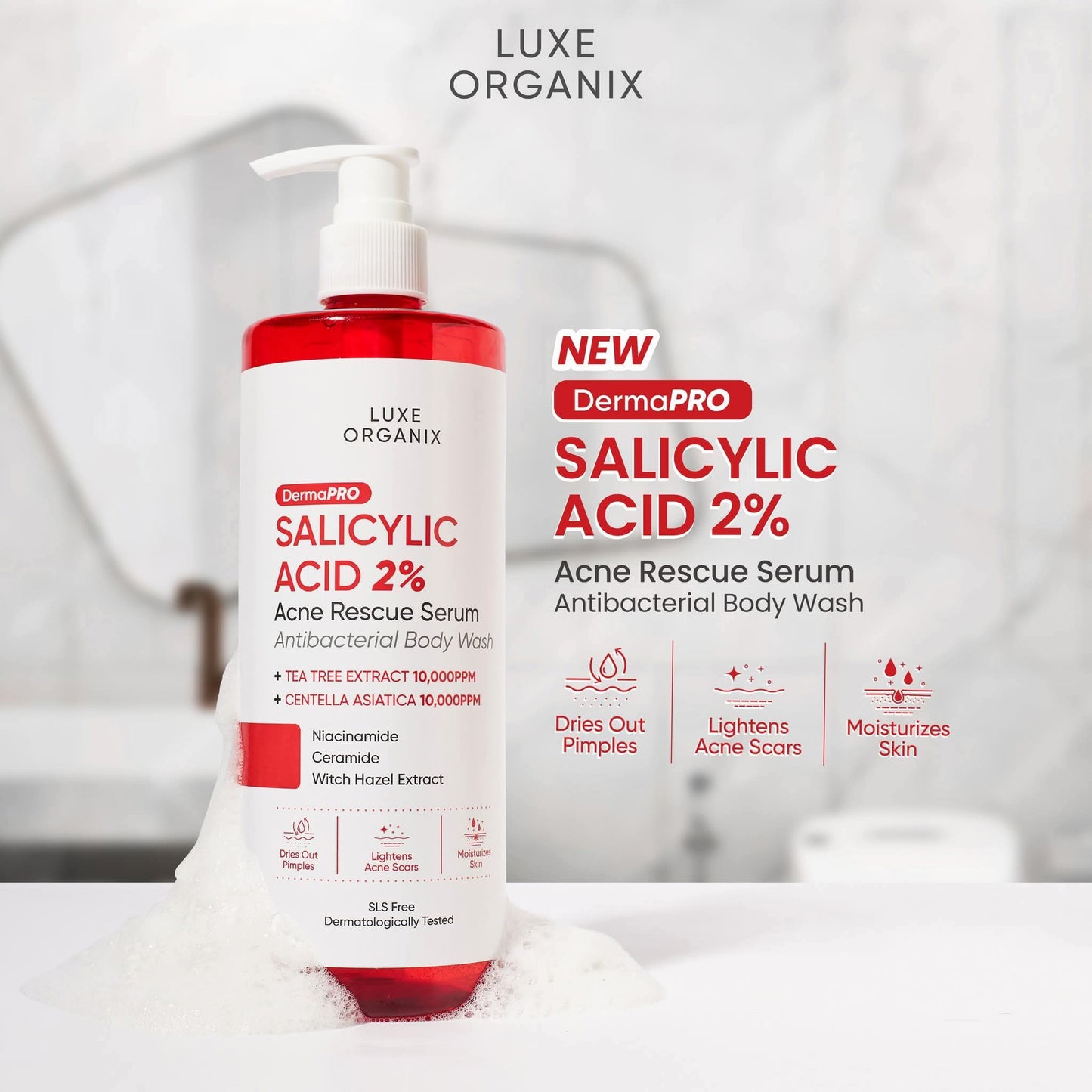 Luxe Organix Salicylic Acid 2% Antibacterial Body Wash 500mL
