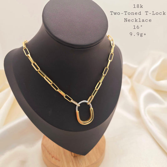 Two Toned T-Lock Necklace