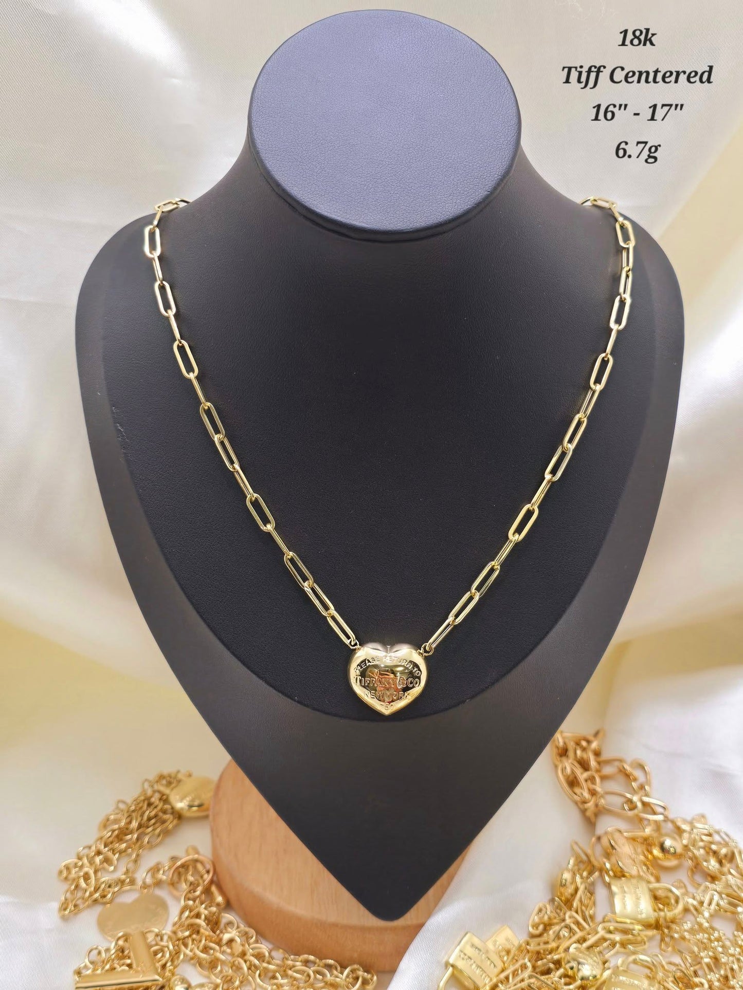 18K Paperclip Heart Necklace