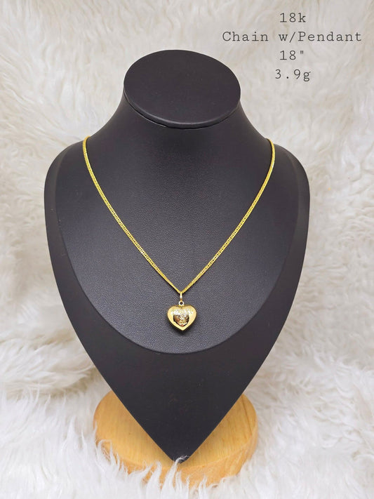 18K Saudi Gold Heart Tiffany Necklace