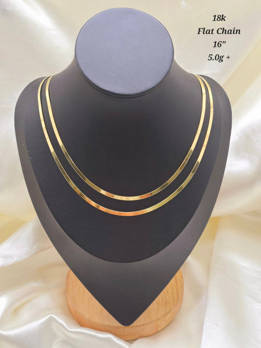 18K Saudi Gold Flat Chain