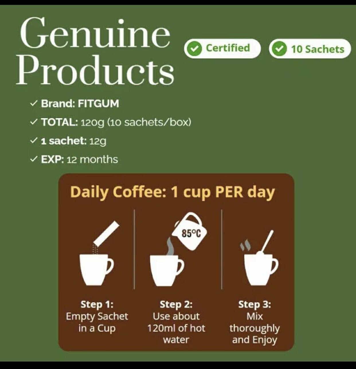 Fitgum Collagen Chia Coffee (12g x 10sachets)