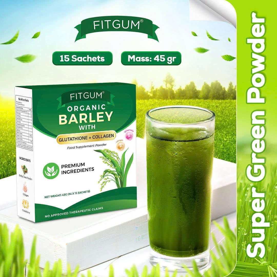 Fitgum Organic Barley with Glutathione + Collagen 15sachets Bee Beauty Essentials Fitgum Organic Barley with Glutathione + Collagen 15sachets Bee Beauty Essentials