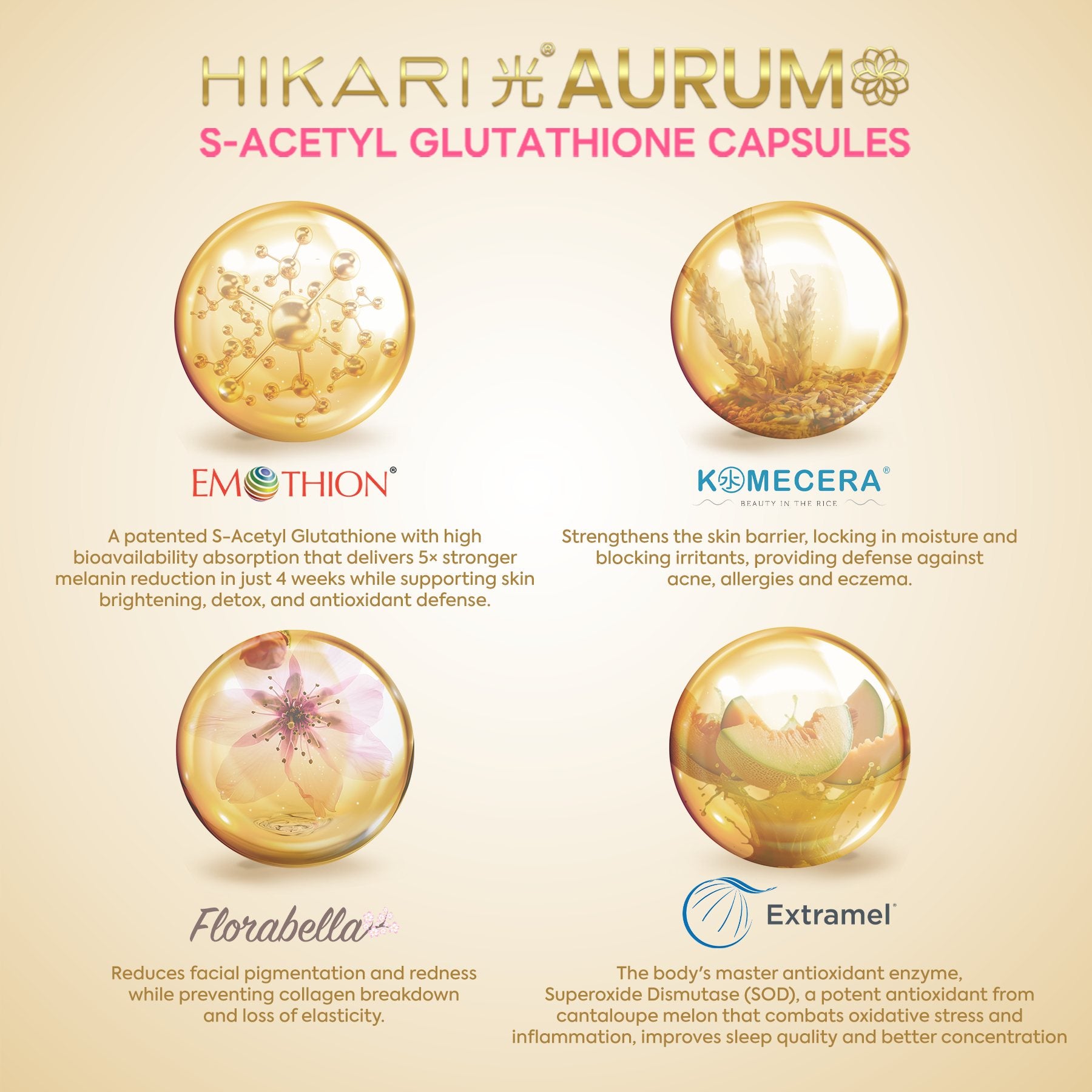 Hikari AURUM S-Acetyl Glutathione 30caps Bee Beauty Essentials Hikari AURUM S-Acetyl Glutathione 30caps Bee Beauty Essentials