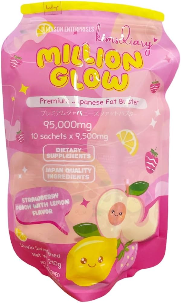 Million Glow Premium Japanese Fat Buster Strawberry Peach with Lemon Flavor 21gx10s