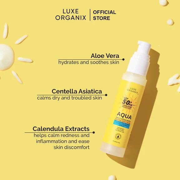 Luxe Organix Aqua Daily Sunscreen SPF50+ PA*** UVA/UVB Protection 50mL