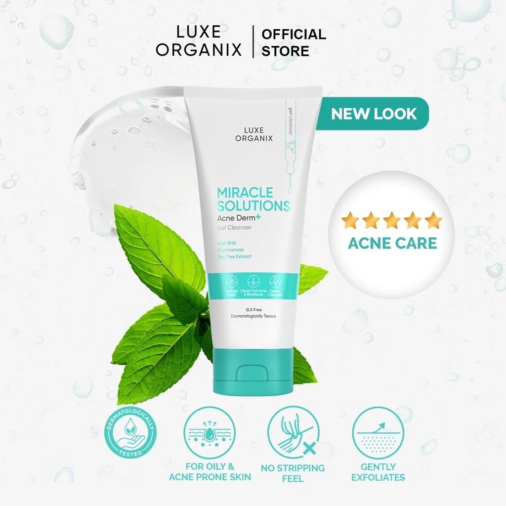 Luxe Organix Miracle Solutions Acne Derm+ Gel Cleanser 150g