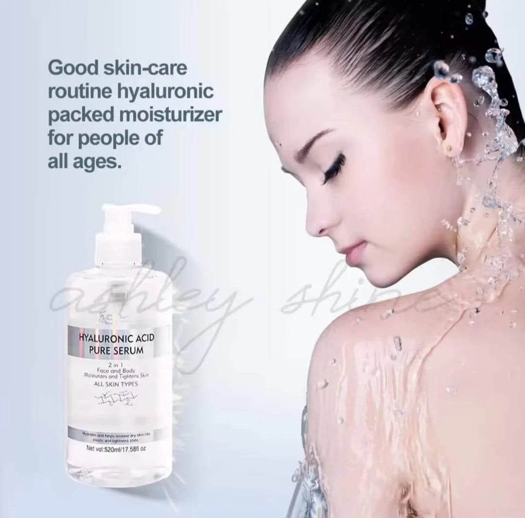 Ashley Hyaluronic Acid Pure Serum 2n1 Face and Body Moisturizes and Tightens Skin 520mL