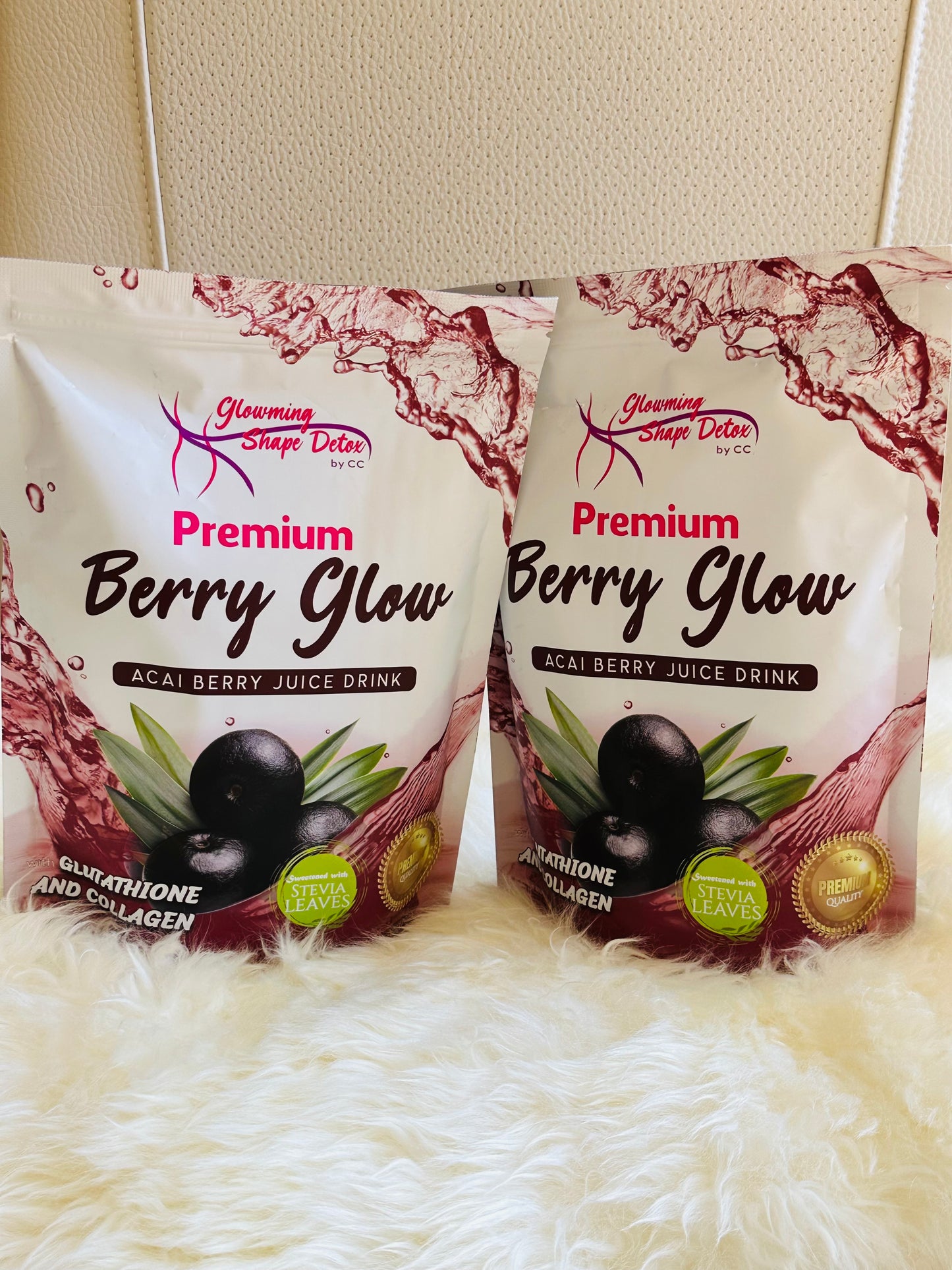 Glowming Shape Detox Premium Berry Glow Glutathione and Collagen Acai Berry Juice (20g x 10 sachets)