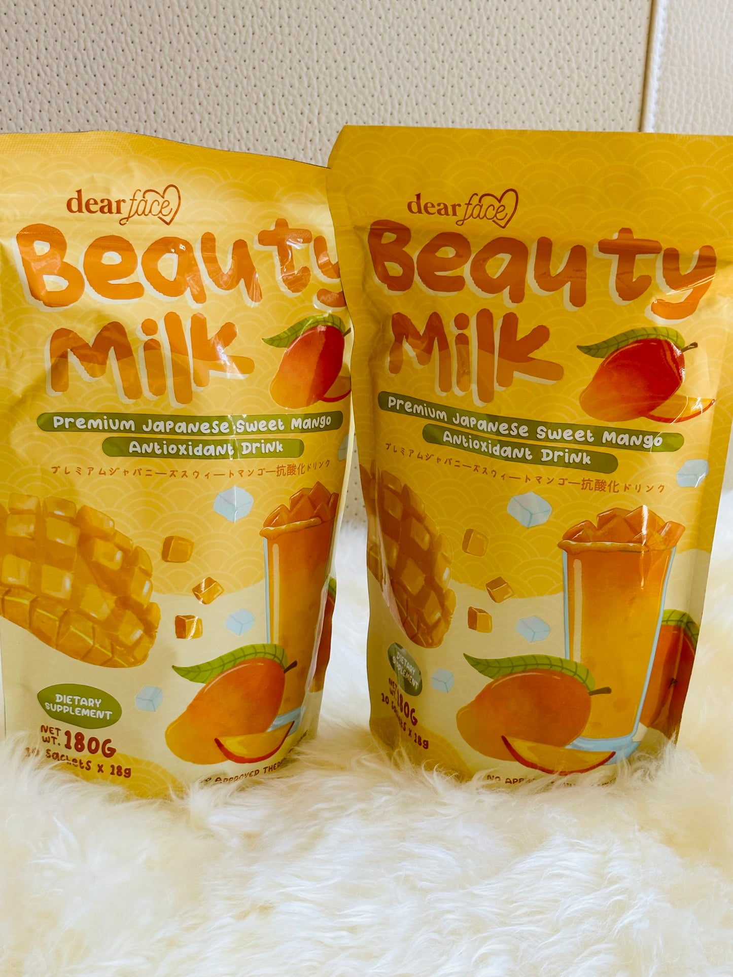 Dear Face Beauty Milk Premium Japanese Sweet Mango Antioxidant Drink (18g x 10 sachets)