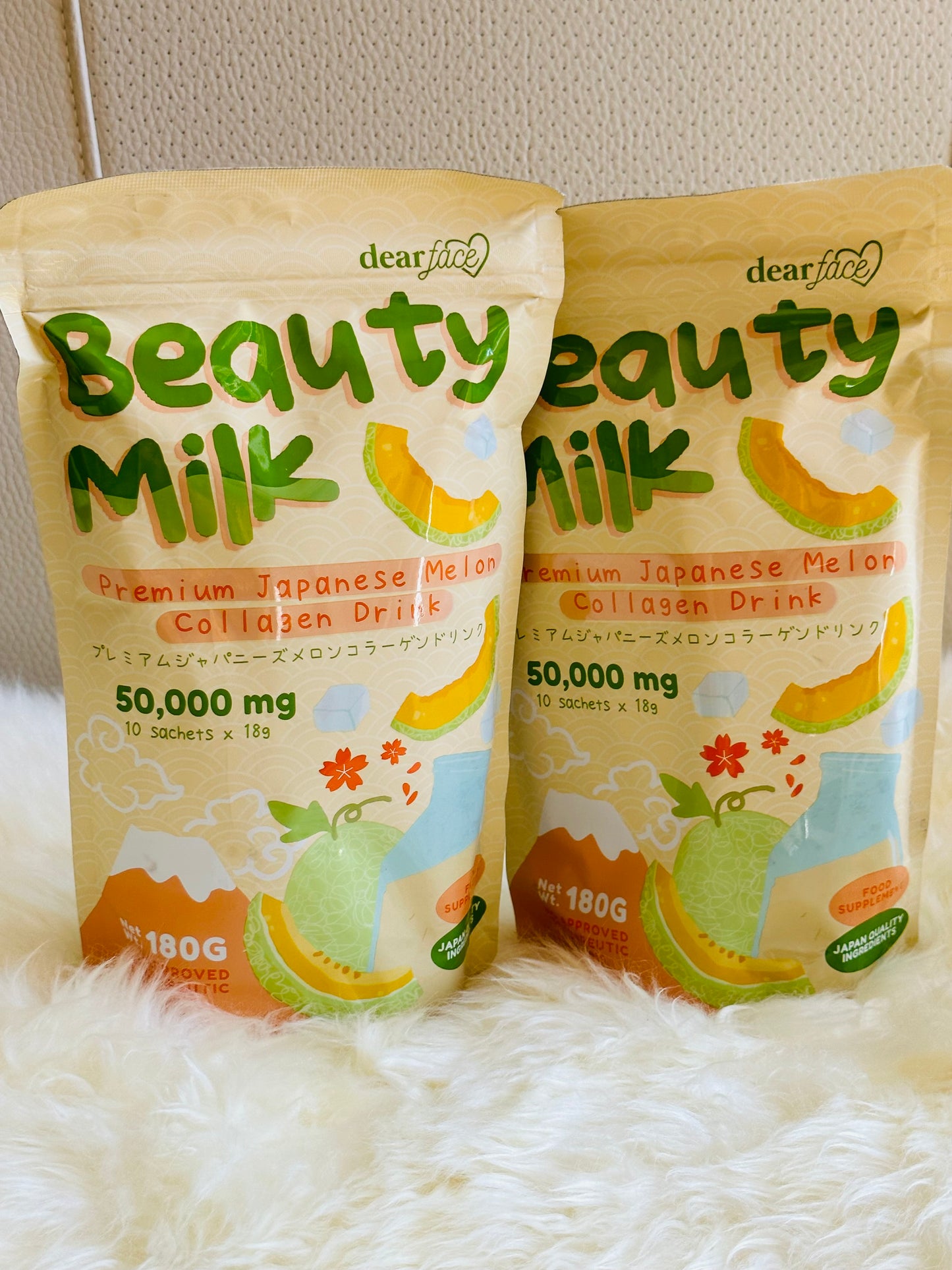 Dear Face Beauty Milk Premium Japanese Melon Collagen Drink (18g x 10sachets)