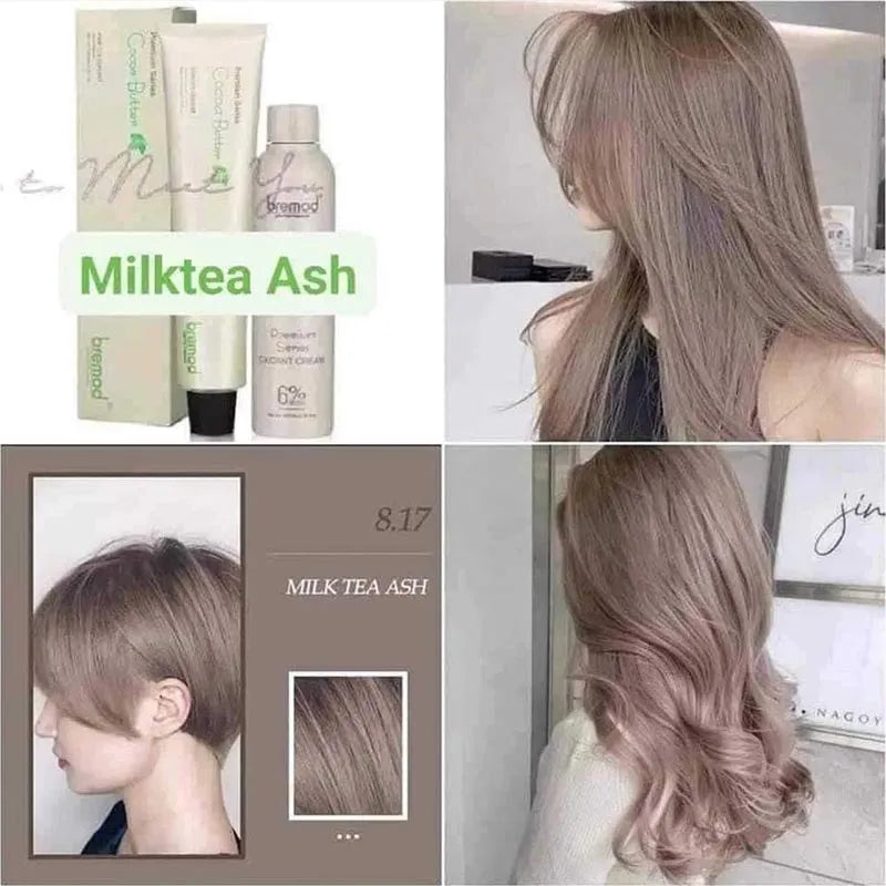 Bremod 8.17 Milk Tea Ash Hair Color with Oxidizer 100mL