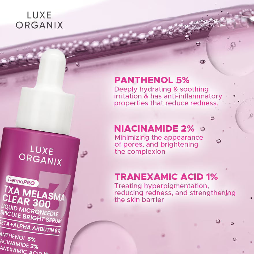 Luxe Organix TXA Melasma Clear 300 Liquid Microneedle Spicule Bright Serum 30mL
