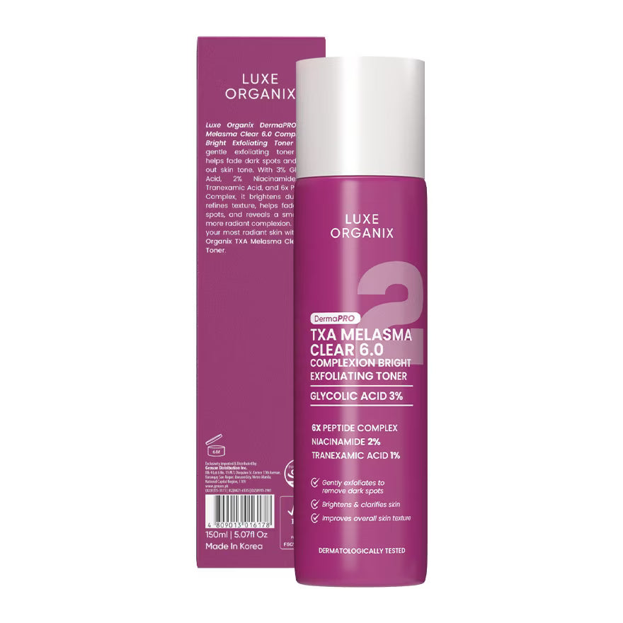 Luxe Organix TXA Melasma Clear 6.0 Complexion Bright Exfoliating Toner 150mL