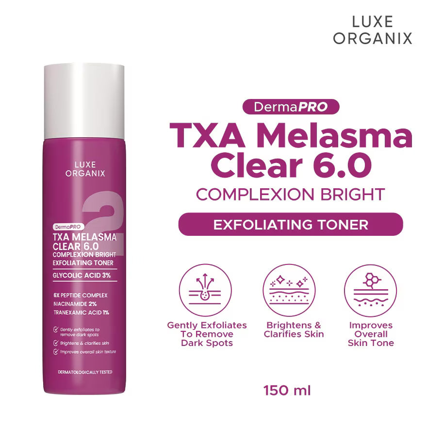 Luxe Organix TXA Melasma Clear 6.0 Complexion Bright Exfoliating Toner 150mL