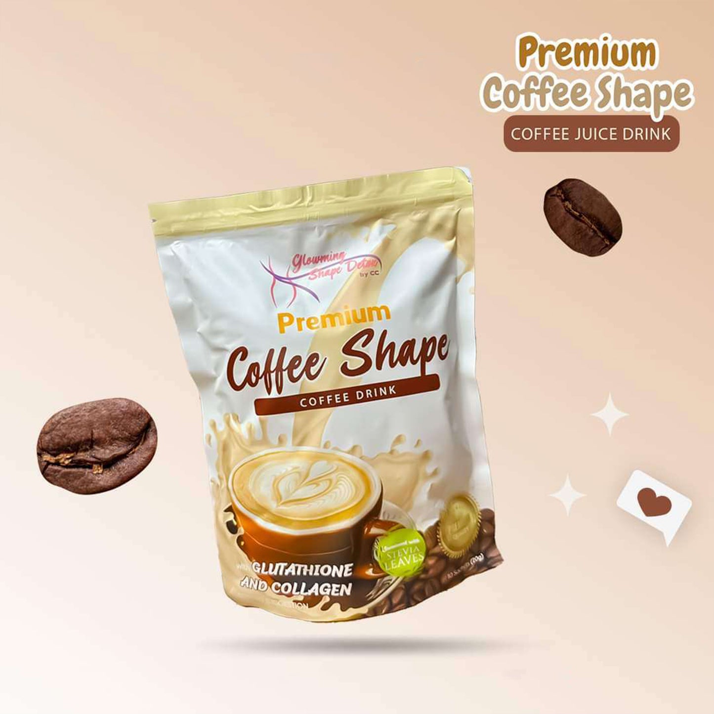 Glowming Shape Detox Premium Coffee Shape with Glutathione and Collagen (20g x 10sachets)