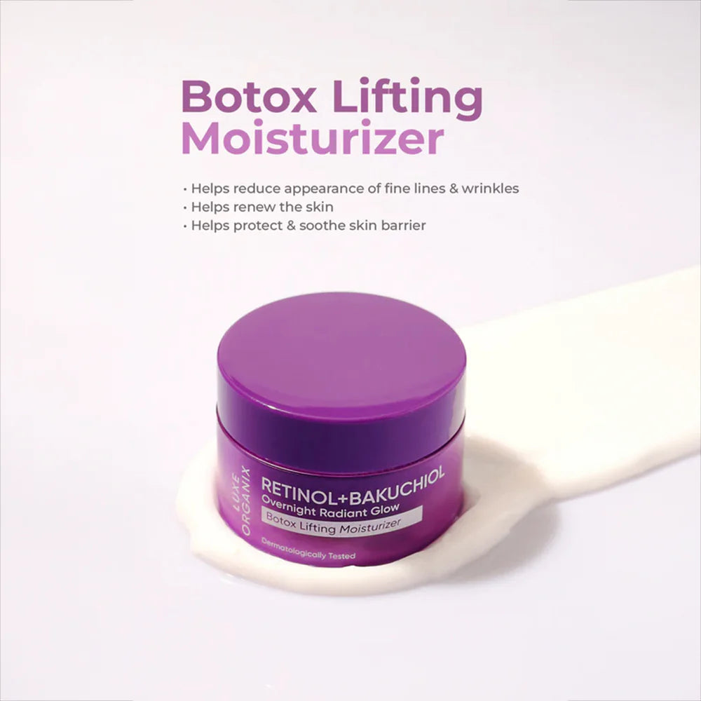 Luxe Organix Retinol+Bakuchiol Overnight Radiant Glow Botox Lifting Moisturizer 50g