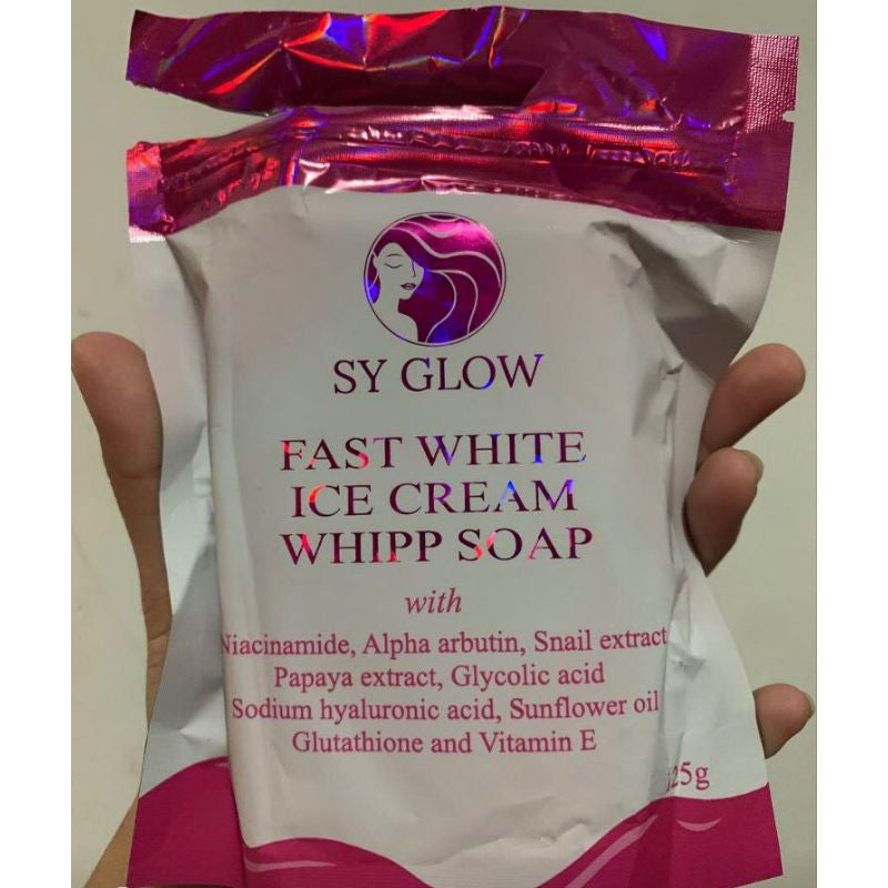 SY GLOW Whiter & Glowing Skin FAST WHITE ICE CREAM WHIPP SOAP 125g