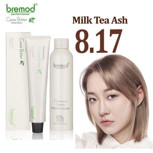 Bremod 8.17 Milk Tea Ash Hair Color with Oxidizer 100mL