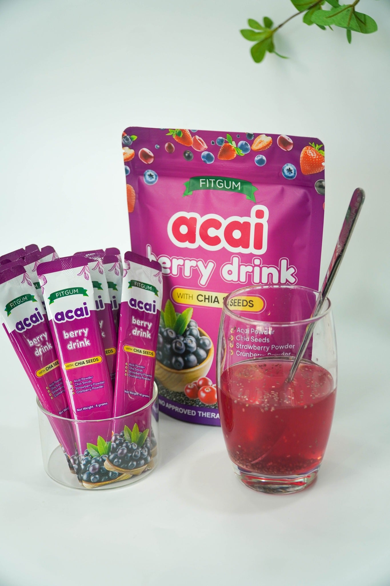 Fitgum Acai Berry Drink with Chia Seeds 10sachets