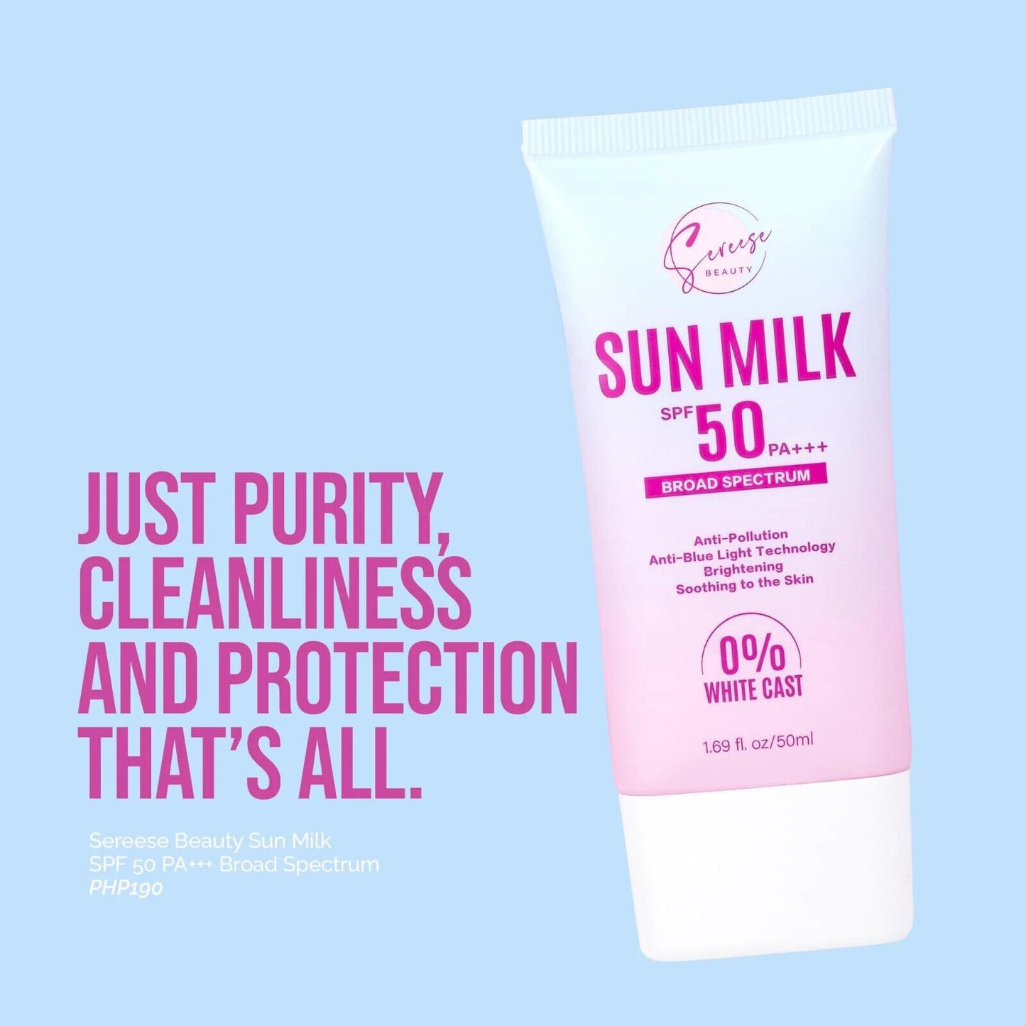 Sereese Beauty Sun Milk with SPF 50 (0% White Cast) 50 ml