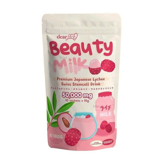 Dear Face Beauty Milk Premium Japanese Lychee Swiss Stemcell Drink (18g x 10 sachets)